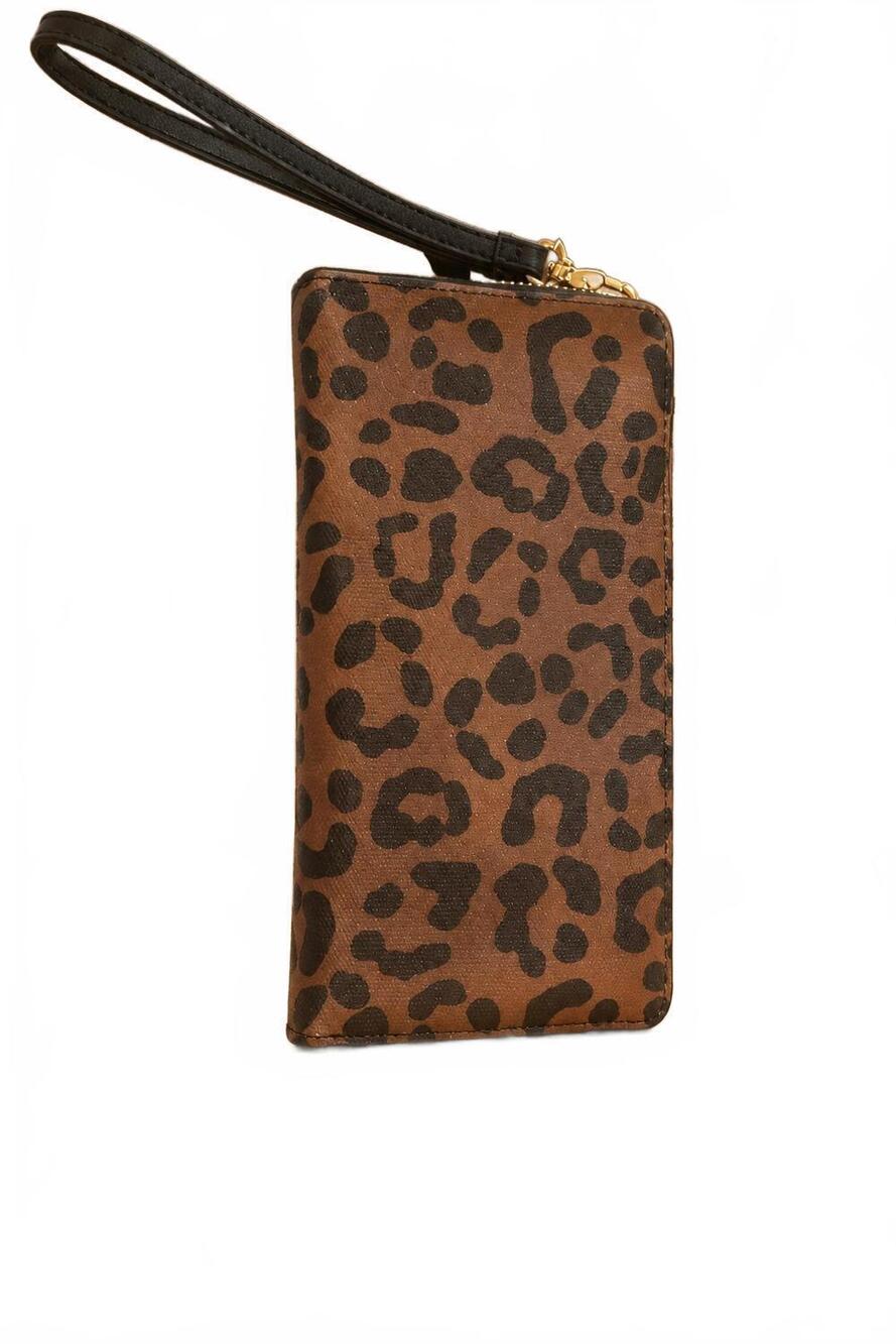 NEW FOSSIL rfid logan zip clutch in leopard
